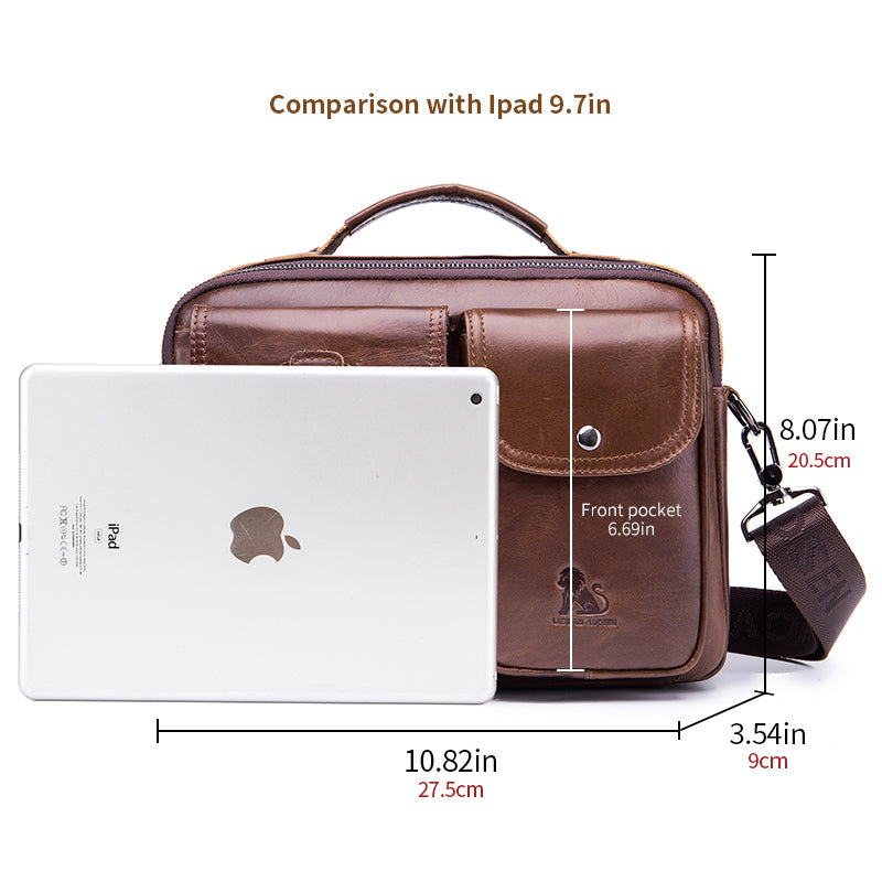 Mens Messenger Bag Vintage Waterproof Leather Laptop Retro Office Briefcase Coffee