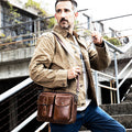 Mens Messenger Bag Vintage Waterproof Leather Laptop Retro Office Briefcase Coffee

