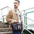 Mens Messenger Bag Vintage Waterproof Leather Laptop Retro Office Briefcase Coffee
