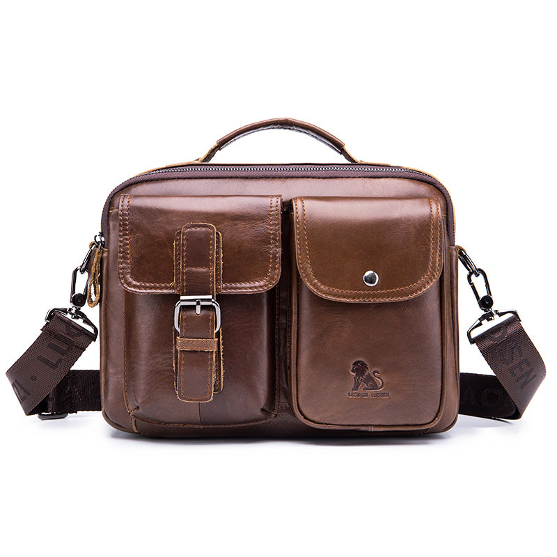 Mens Messenger Bag Vintage Waterproof Leather Laptop Retro Office Briefcase Coffee