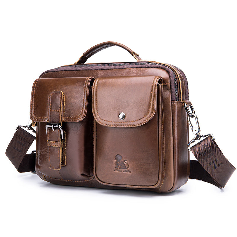 Mens Messenger Bag Vintage Waterproof Leather Laptop Retro Office Briefcase Coffee