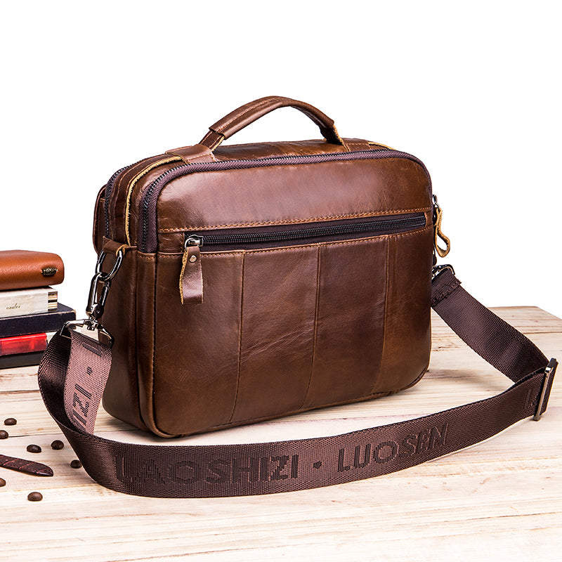 Mens Messenger Bag Vintage Waterproof Leather Laptop Retro Office Briefcase Coffee

