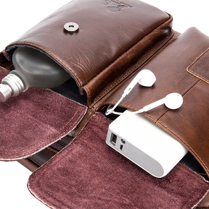 Mens Messenger Bag Vintage Waterproof Leather Laptop Retro Office Briefcase Coffee