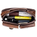 Mens Messenger Bag Vintage Waterproof Leather Laptop Retro Office Briefcase Coffee