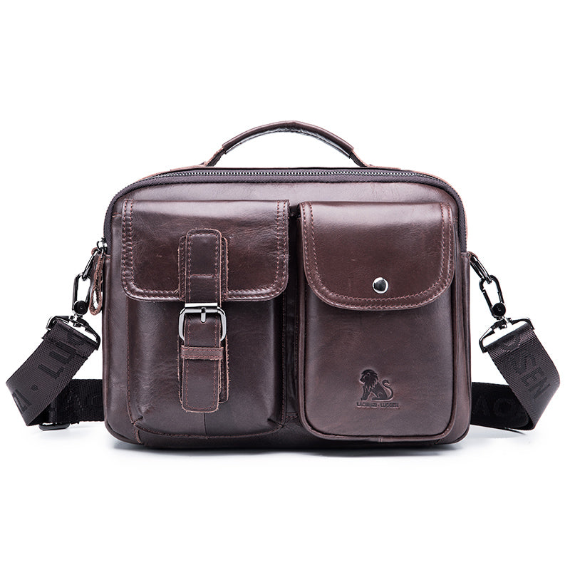 Mens Messenger Bag Vintage Waterproof Leather Laptop Retro Office Briefcase Coffee