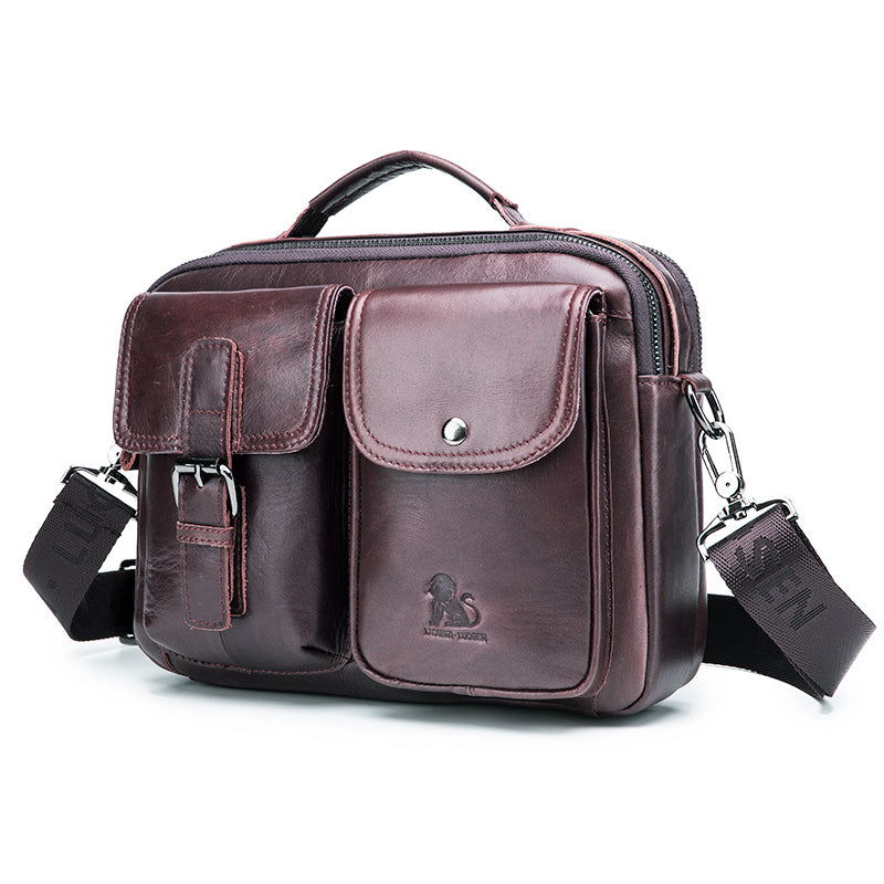 Mens Messenger Bag Vintage Waterproof Leather Laptop Retro Office Briefcase Coffee
