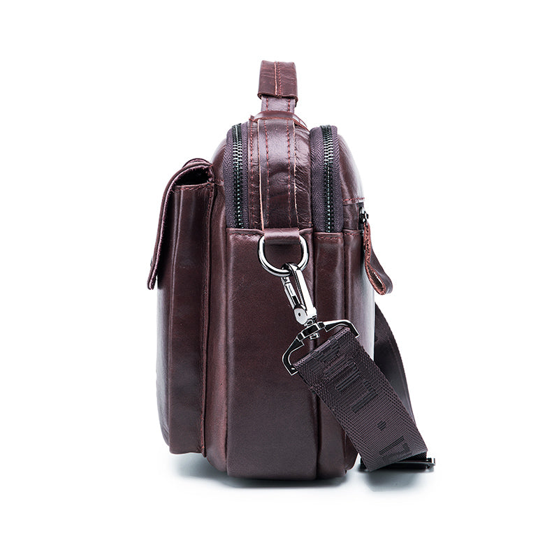 Mens Messenger Bag Vintage Waterproof Leather Laptop Retro Office Briefcase Coffee
