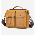 Mens Messenger Bag Vintage Waterproof Leather Laptop Retro Office Briefcase Yellow