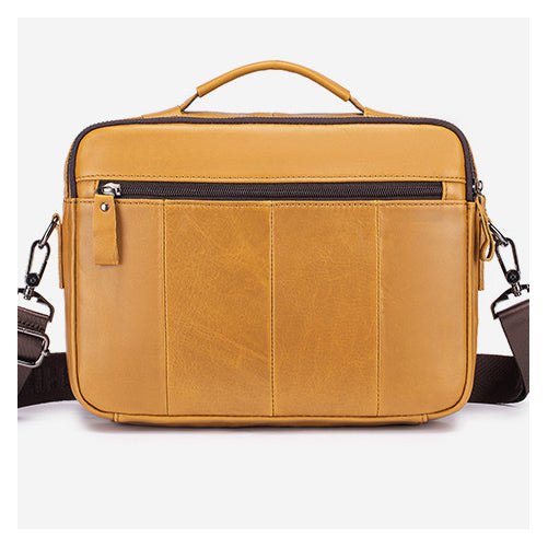 Mens Messenger Bag Vintage Waterproof Leather Laptop Retro Office Briefcase Yellow