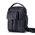 Mens Small Leather Crossbody Shoulder Office Business Work Buckle Bag Black