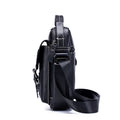 Mens Small Leather Crossbody Shoulder Office Business Work Buckle Bag Black