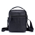 Mens Small Leather Crossbody Shoulder Office Business Work Buckle Bag Black