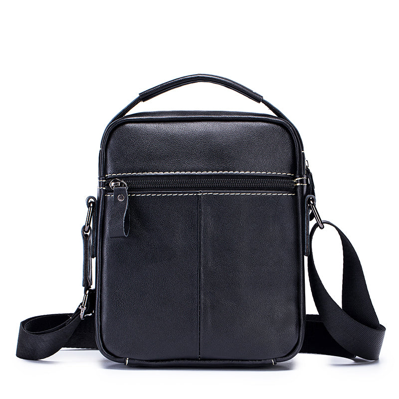 Mens Small Leather Crossbody Shoulder Office Business Work Buckle Bag Black