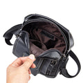 Mens Small Leather Crossbody Shoulder Office Business Work Buckle Bag Black
