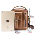 Mens Small Leather Crossbody Shoulder Office Business Work Buckle Bag Brown