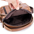 Mens Small Leather Crossbody Shoulder Office Business Work Buckle Bag Brown