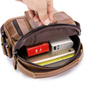Mens Small Leather Crossbody Shoulder Office Business Work Buckle Bag Brown