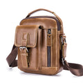 Mens Small Leather Crossbody Shoulder Office Business Work Buckle Bag Brown
