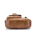 Mens Small Leather Crossbody Shoulder Office Business Work Buckle Bag Brown