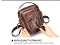 Mens Small Leather Crossbody Shoulder Office Business Work Buckle Bag Coffee