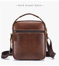 Mens Small Leather Crossbody Shoulder Office Business Work Buckle Bag Coffee
