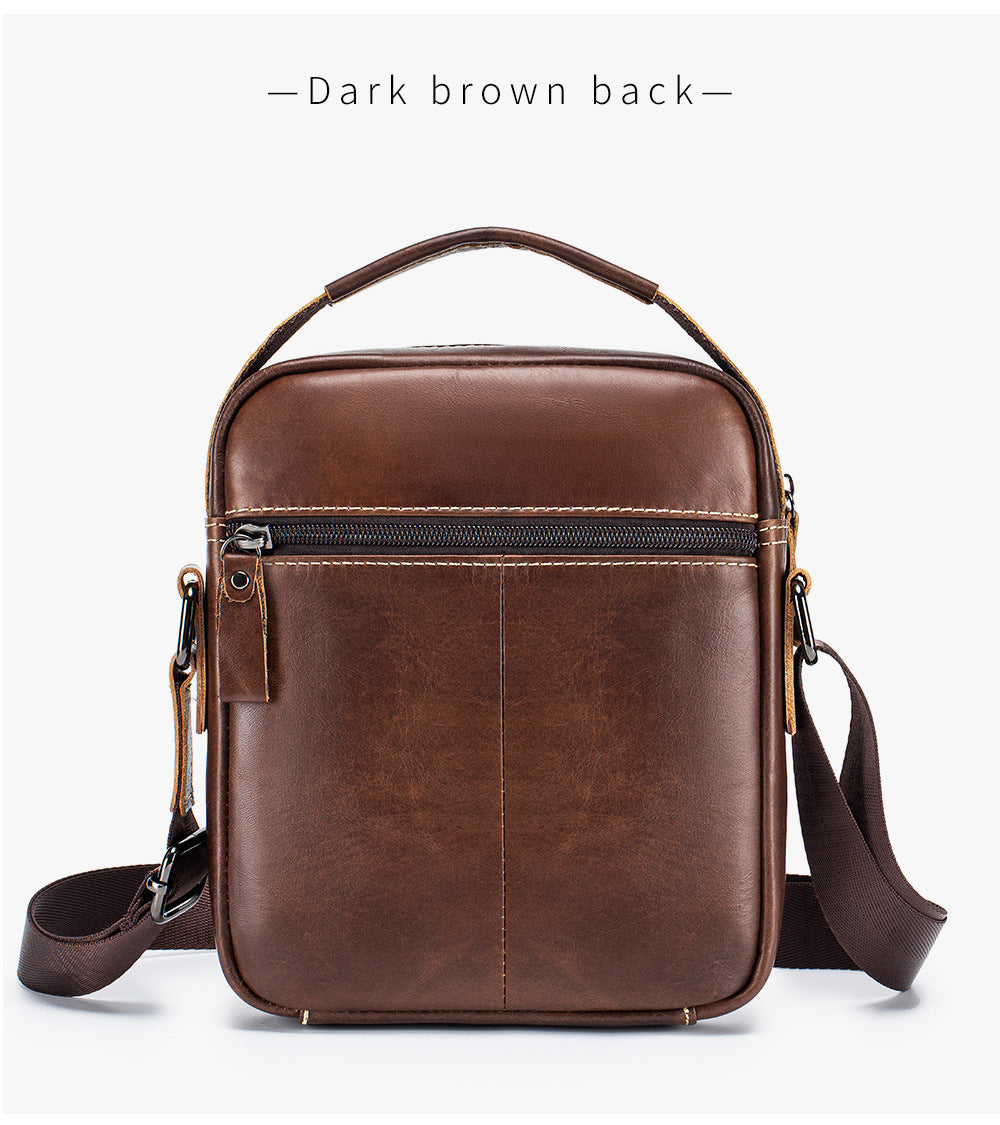 Mens Small Leather Crossbody Shoulder Office Business Work Buckle Bag Coffee