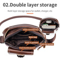 Mens Small Leather Crossbody Shoulder Office Business Work Buckle Bag Coffee