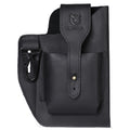 Mens Vintage Leather Belt Bag Cell Phone Purse Waist Bag Black