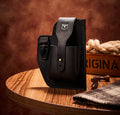 Mens Vintage Leather Belt Bag Cell Phone Purse Waist Bag Black