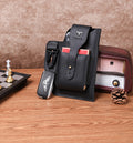 Mens Vintage Leather Belt Bag Cell Phone Purse Waist Bag Black