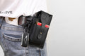Mens Vintage Leather Belt Bag Cell Phone Purse Waist Bag Black