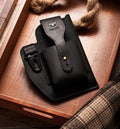 Mens Vintage Leather Belt Bag Cell Phone Purse Waist Bag Black