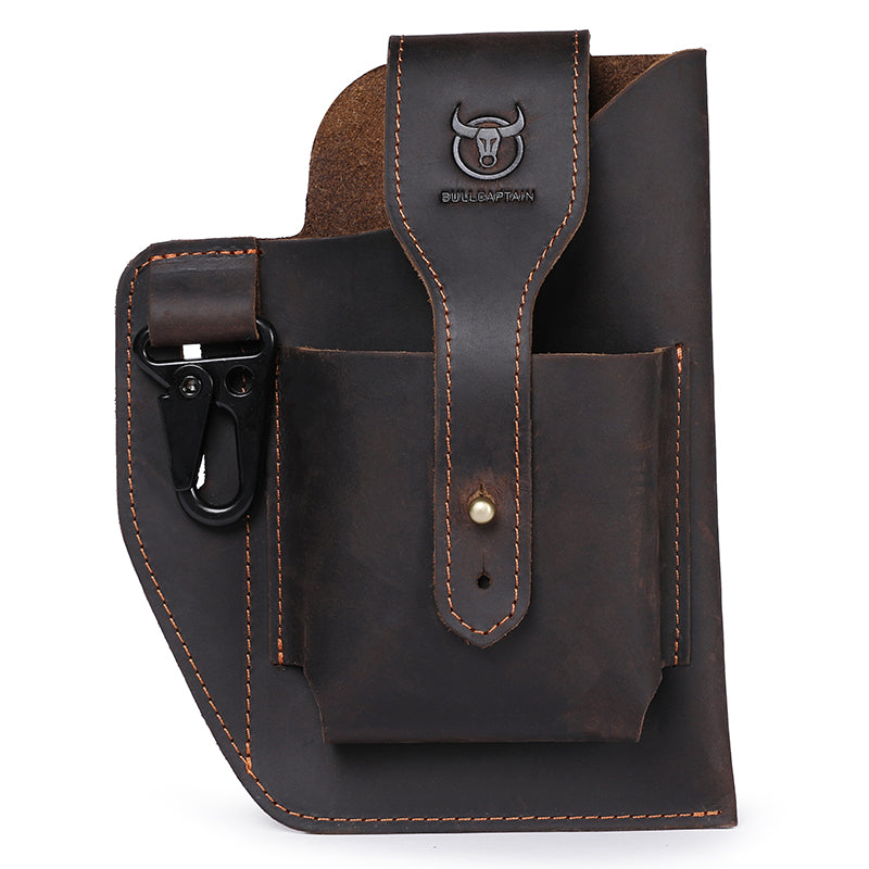 Mens Vintage Leather Belt Bag Cell Phone Purse Waist Bag Brown