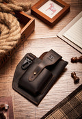 Mens Vintage Leather Belt Bag Cell Phone Purse Waist Bag Brown