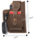 Mens Vintage Leather Belt Bag Cell Phone Purse Waist Bag Coffee