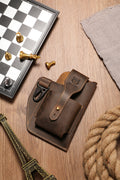 Mens Vintage Leather Belt Bag Cell Phone Purse Waist Bag Coffee