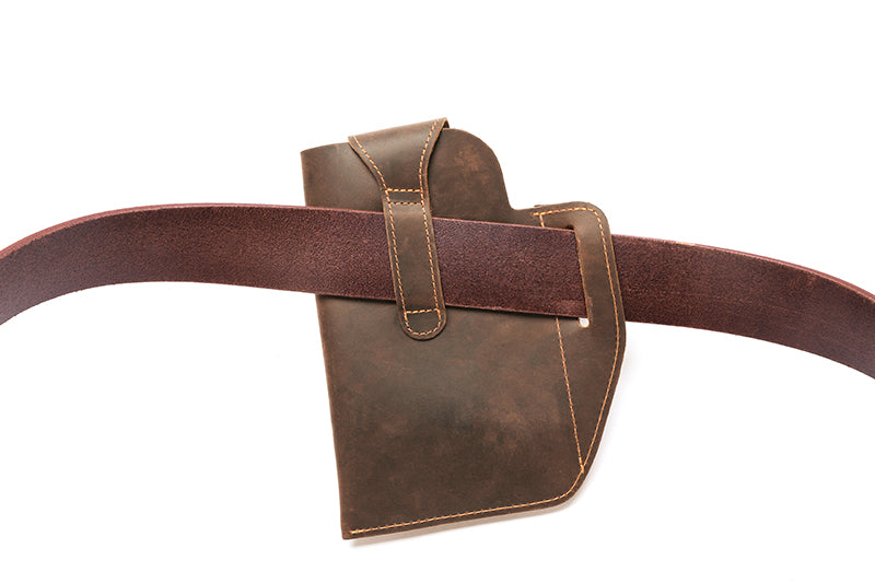 Mens Vintage Leather Belt Bag Cell Phone Purse Waist Bag Coffee