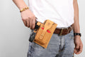 Mens Vintage Leather Belt Bag Cell Phone Purse Waist Bag Yellow