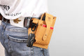 Mens Vintage Leather Belt Bag Cell Phone Purse Waist Bag Yellow