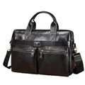 Mens Vintage Leather Briefcase 16 Inch Messenger Laptop Work Business Bag Black