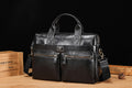 Mens Vintage Leather Briefcase 16 Inch Messenger Laptop Work Business Bag Black