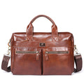 Mens Vintage Leather Briefcase 16 Inch Messenger Laptop Work Business Bag Brown