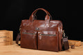 Mens Vintage Leather Briefcase 16 Inch Messenger Laptop Work Business Bag Brown