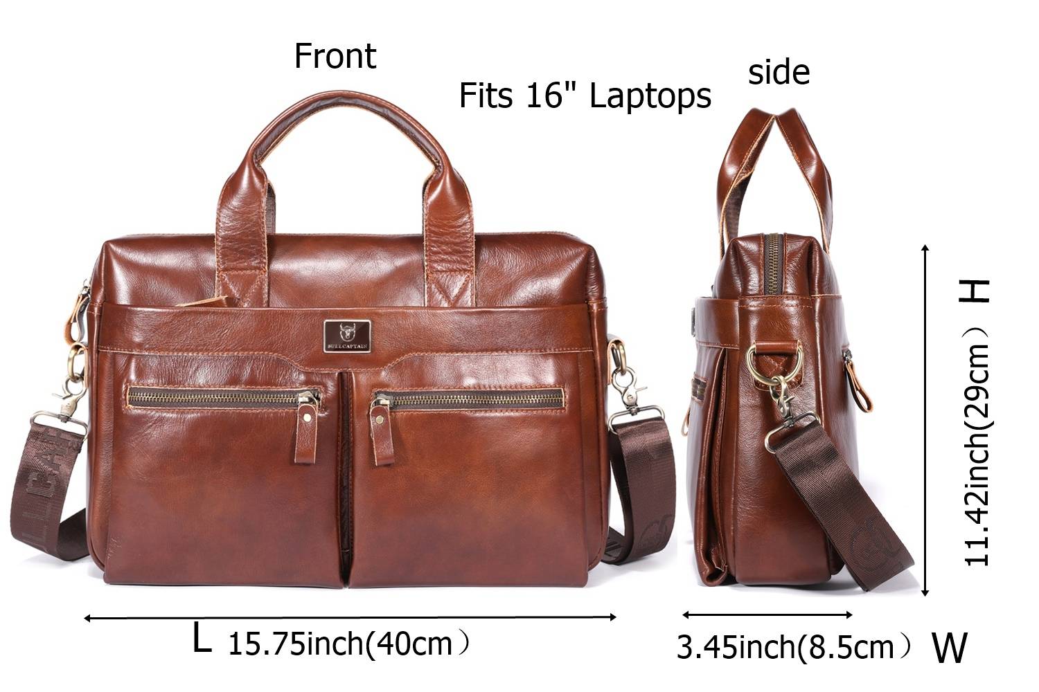 Mens Vintage Leather Briefcase 16 Inch Messenger Laptop Work Business Bag Brown