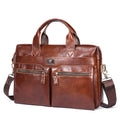 Mens Vintage Leather Briefcase 16 Inch Messenger Laptop Work Business Bag Brown