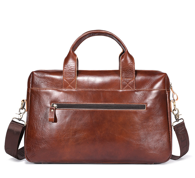 Mens Vintage Leather Briefcase 16 Inch Messenger Laptop Work Business Bag Brown