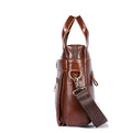 Mens Vintage Leather Briefcase 16 Inch Messenger Laptop Work Business Bag Brown 