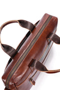 Mens Vintage Leather Briefcase 16 Inch Messenger Laptop Work Business Bag Brown