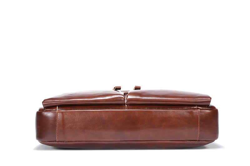 Mens Vintage Leather Briefcase 16 Inch Messenger Laptop Work Business Bag Brown