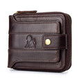 Mens Wallet with Zipper Genuine Leather Purse With Coin Pocket Coffee